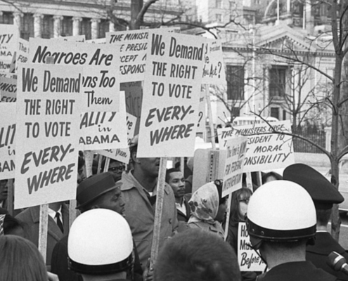 African American demonstrators outside the White House