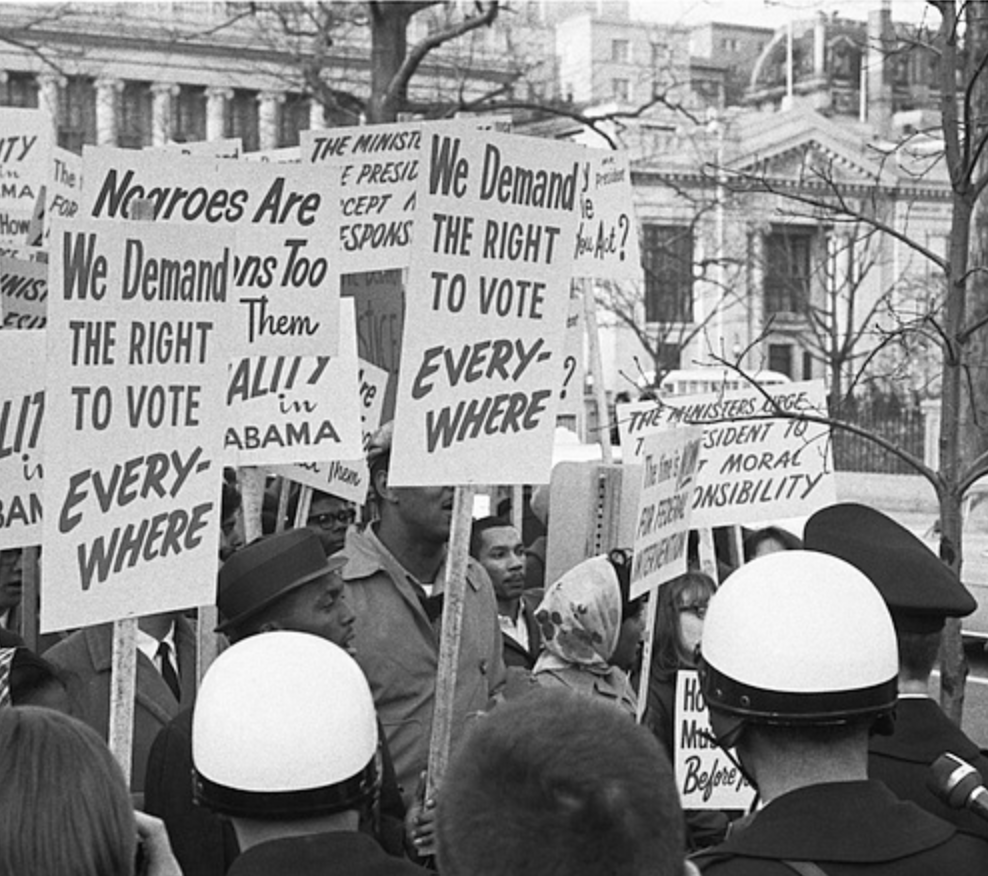 African American demonstrators outside the White House